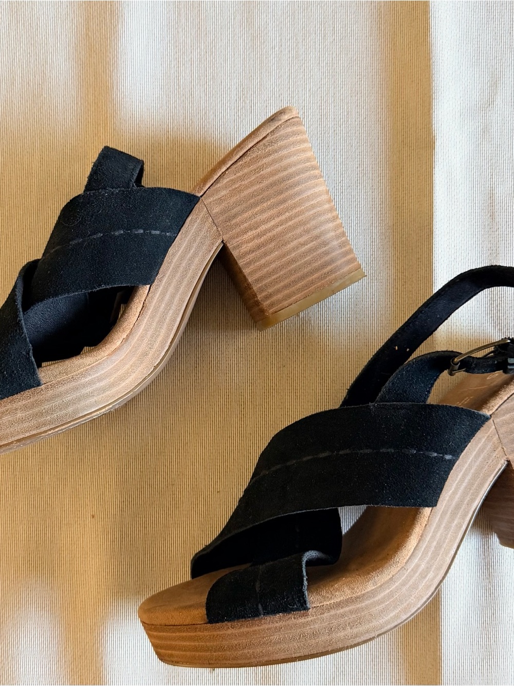 TOMS Black Suede Crisscross Buckle Sandal - Women's - Picture 3 of 3